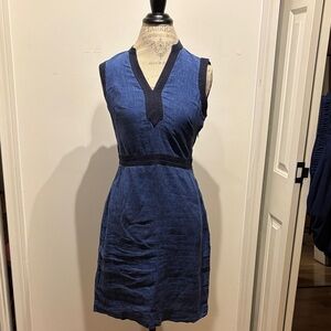Boden Navy V-Neck Sleeveless Mini Dress with Black Trim